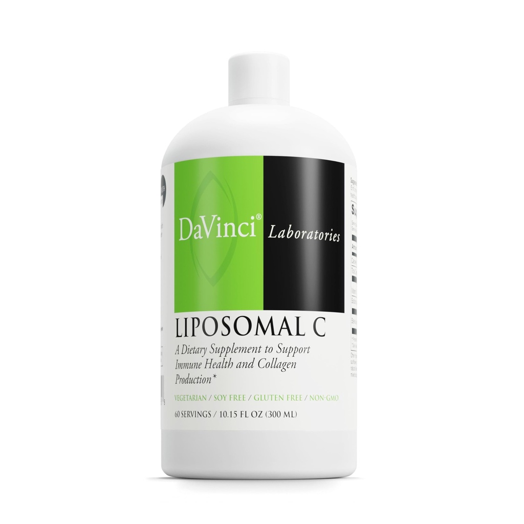 DAVINCI Labs Liposomal C - Production de collagènes, stress oxydatif et soutien à la santé immunitaire - Système de livraison de liposomal - Sans gluten, végétarien - 10,15 oz (60 portions)