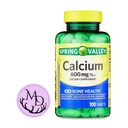 Generisches Spring Valley Kalzium 600 mg, Nahrungsergänzungsmittel, Knochengesundheit Kalzium + Inklusive Dri Store Aufkleber (100)