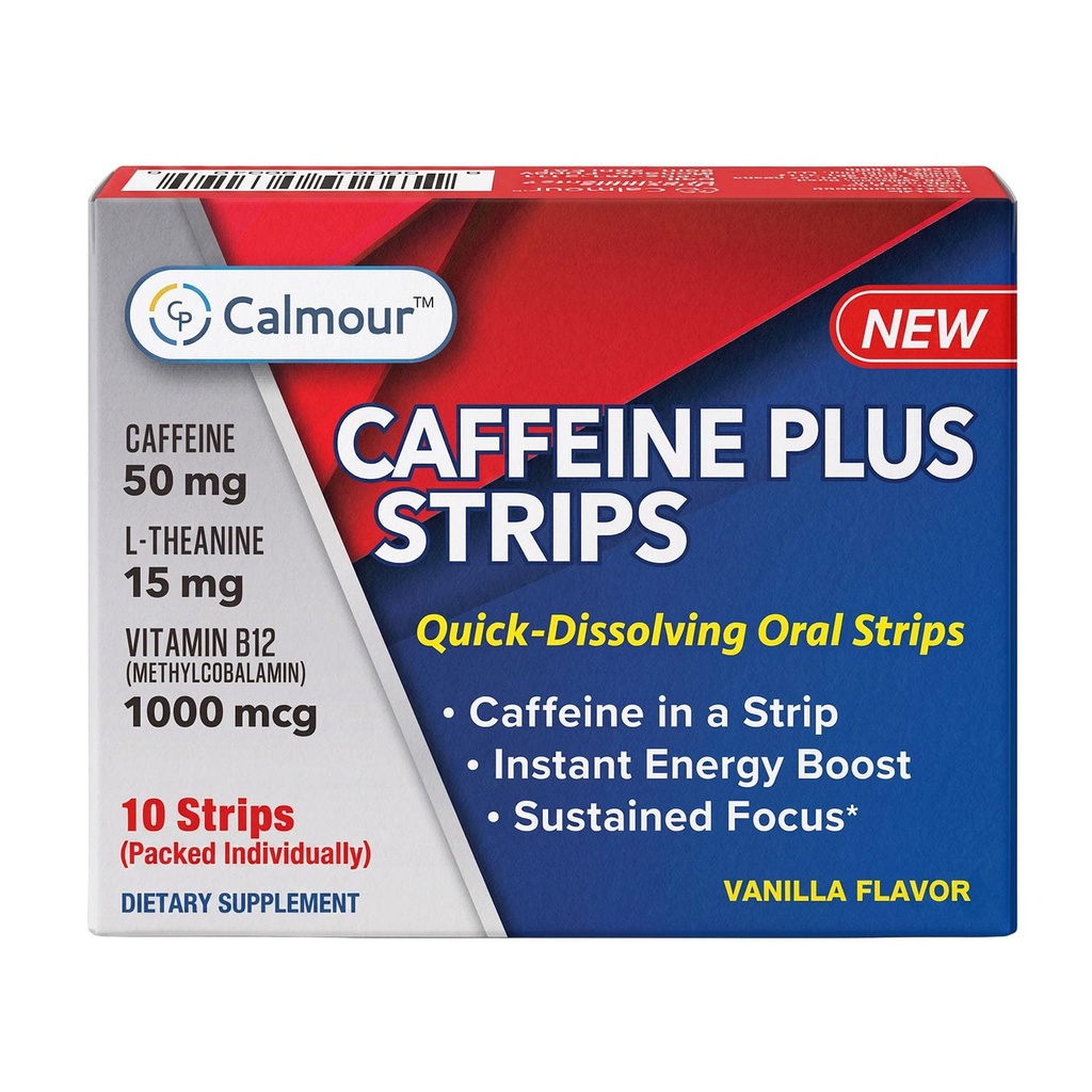 Caffeine Plus Strips 10 Pack | 50mg Caffeine + L-Theanine & B12 Oral Dissolvable Energy Strips | Fast-Acting Alternative to Caffeine Pills, Pouches & Gummies | Vanilla, Melts on Tongue