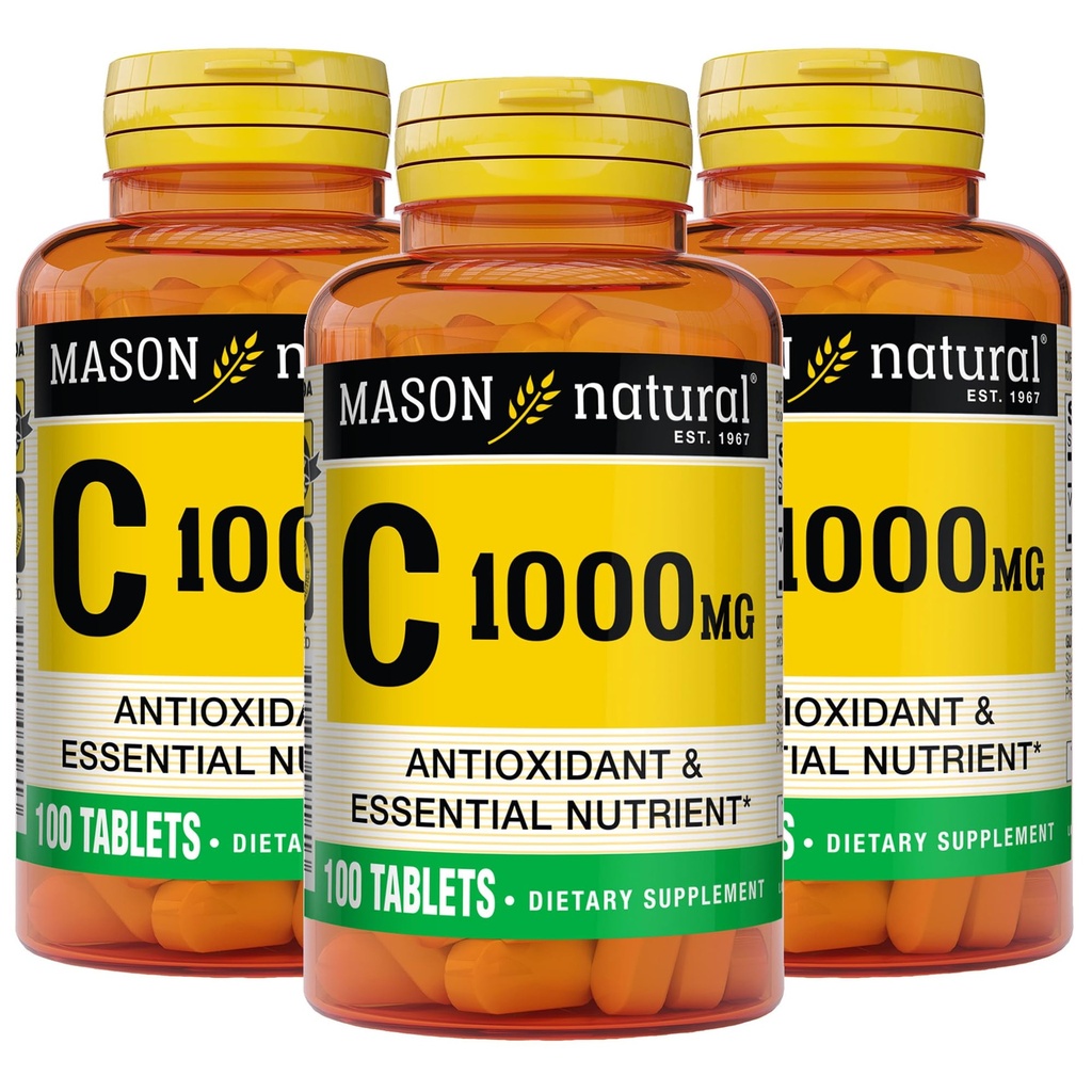 MASON NATURAL Vitamin C 1,000 mg, 300 Day Supply, Supports Healthy Immune System, Antioxidant and Essential Nutrient, 3 Pack