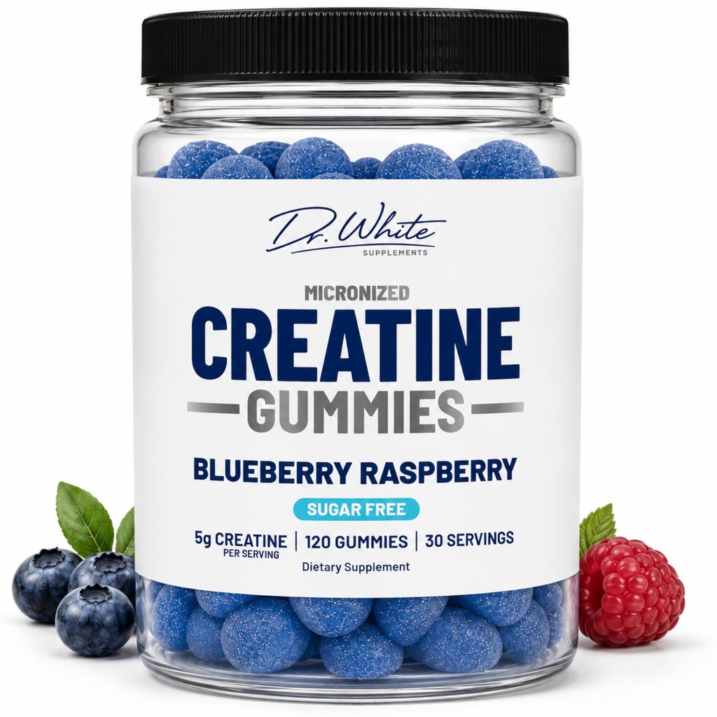 Micronized Creatine Monohydrate Gummies for Men & Women, Sugar Free, Vegan, Gluten-Free, Non-GMO, 5g per Serving, Blueberry Raspberry Flavor (120 Gummies)