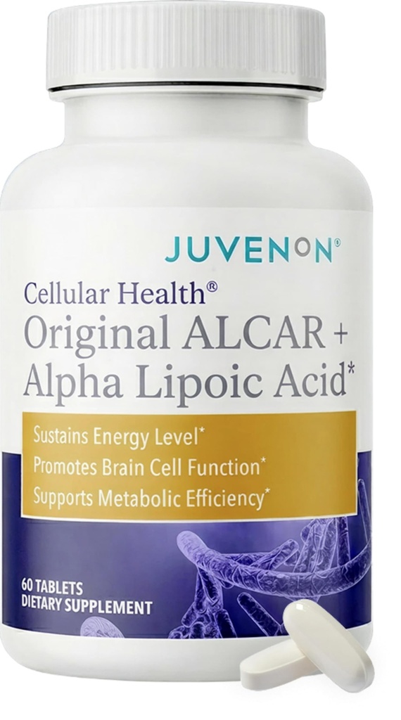 Juvenon Cellular Health | Cuore, Brain Supplement con Acetil L-Carnitina e Biotina - Supporta la Funzione NAD+, Produzione Energetica, Mood, Metabolismo Rivitalizzato, Focus Mentale & Clarity (60 compresse)