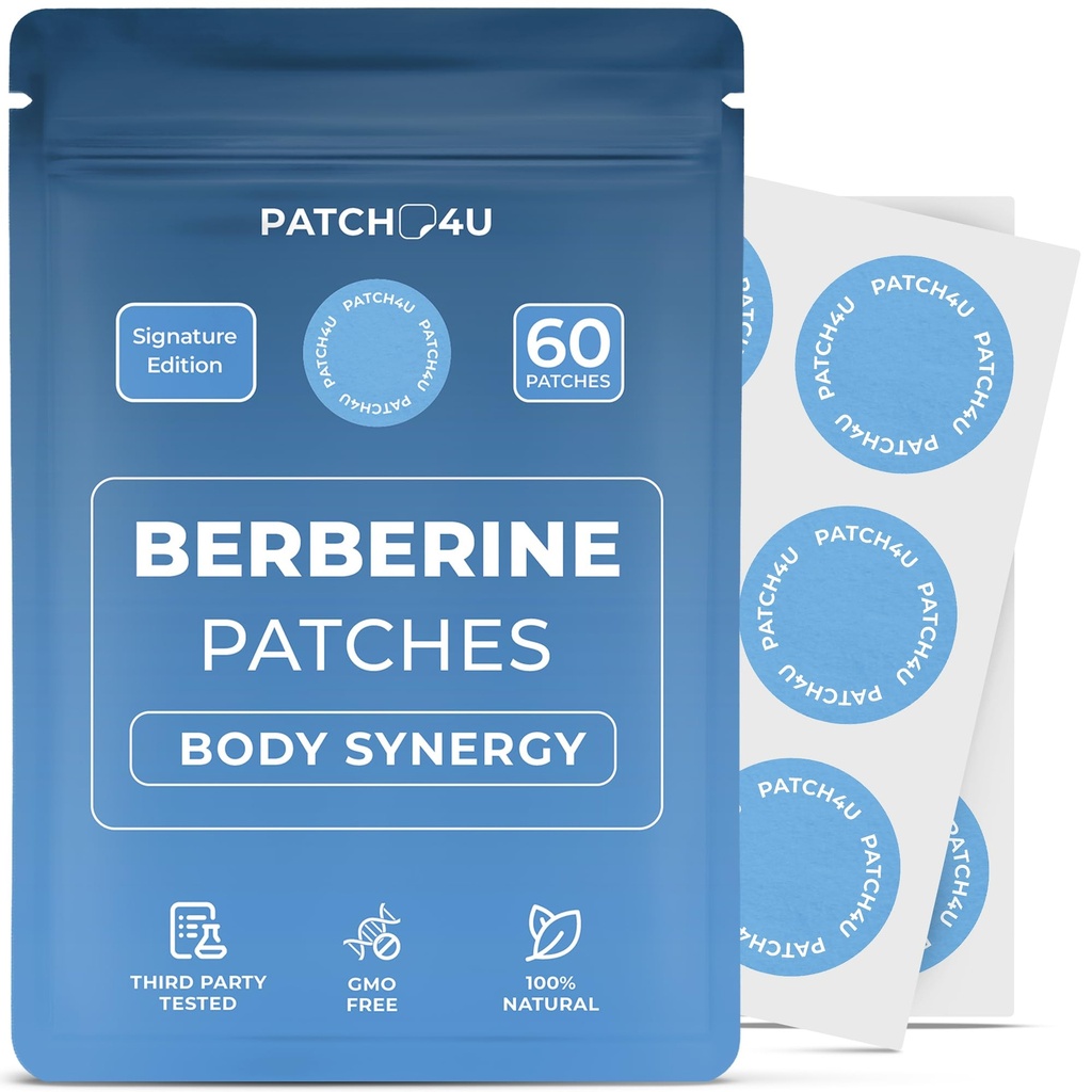 PATCH4U Berberine Patches | Berberine Patch with L-Glutamine, Garcinia Cambogia, Resveratrol for Women & Men | 60 Days Supply