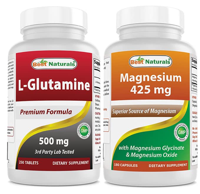 Best Naturals L-Glutamine 500 mg & Magnesium Glycinate 425 mg