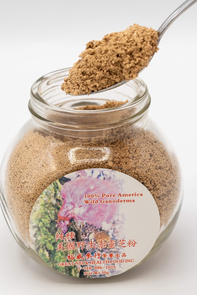Yu Wei Ginseng - Wild American Ganoderma Lucidum Powder, (Reishi Mushroom, Red Reishi, Lingzhi) (30g / 1.05oz) Organic, No Additives