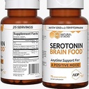 STACKS NATURELS Sérotonine Cerveau Nourriture avec/L-Tryptophane et Rhodiola Rosea - Supplément de soutien de l'humeur - Promotion de l'humeur positive, calme, soulagement du stress - Supplément de soutien de l'humeur heureuse et du cerveau - 75 Capsules