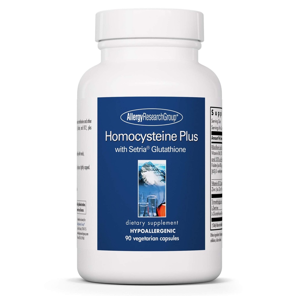 Allergy Research Group ARG Homocysteine Plus - Methylated B Vitamin Complex with Glutathione - Methylation & Cardiovascular Support - Hypoallergenic - 90 Servings - 90 Capsules
