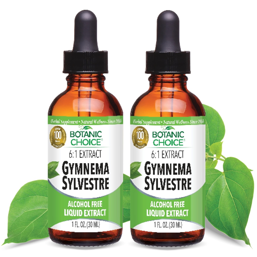 Botanic Choice Gymnema Sylvestre Liquid Extract, Alcohol & Gluten Free, Non-GMO, 1oz 2 Pack