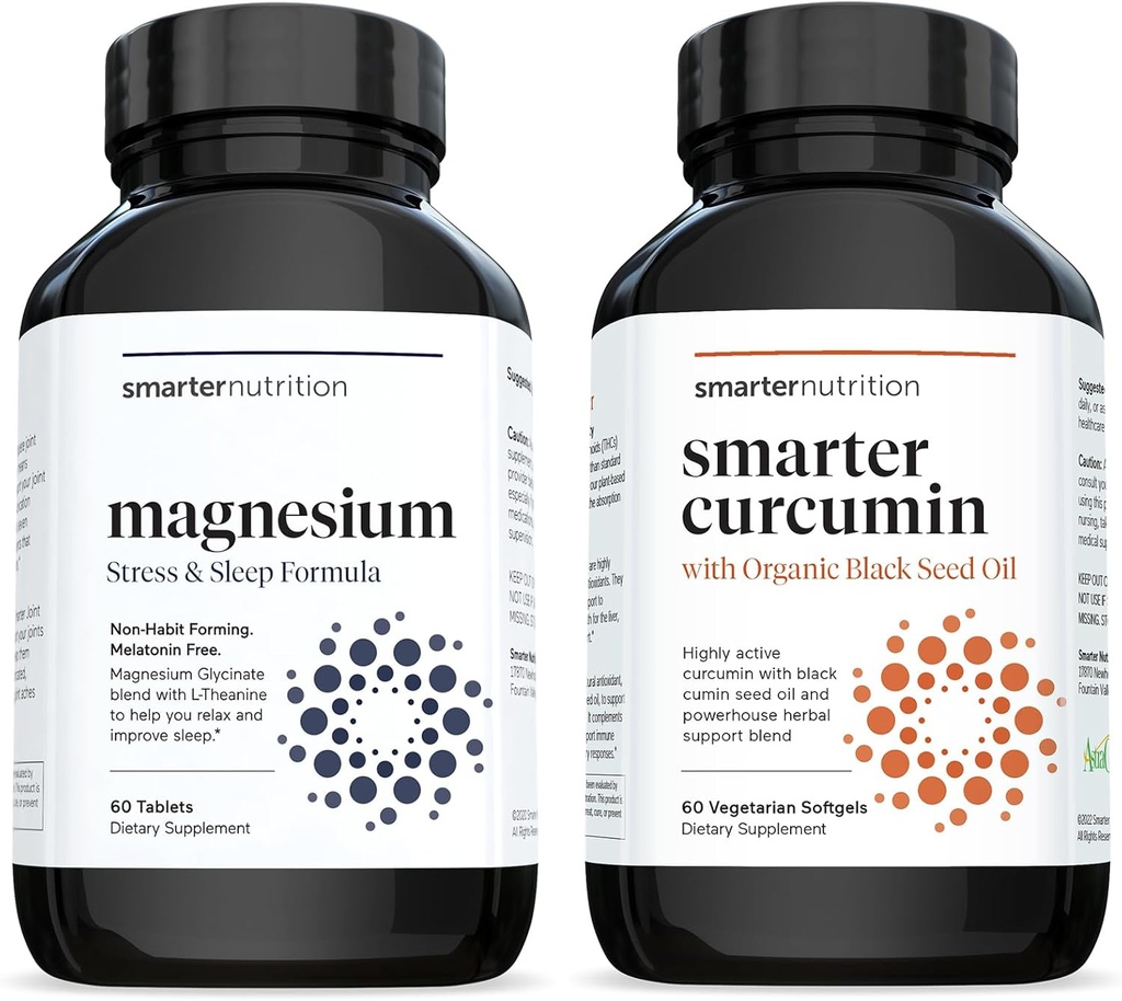 Multi-Active Magnesium Tablets & Curcumin Softgels - Potent & Bioavailable, Active Curcumin Softgels Standardized to 95% Tetrahydrocurcuminoids [1-Month Supply]