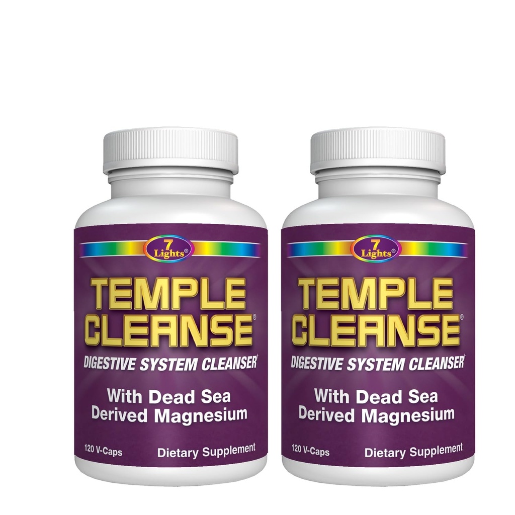 Temple Cleanse 120 Count |2-Pack |240 Capsules Total, Oxygen & Dead Sea Magnesium Colon Cleanse Detox, Fast-Acting Constipation Relief, No Gas/Bloating, Vegan Gluten-Free Digestive Cleanse, Gentle