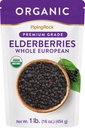 Piping Rock Elderberries Dried Organic | 1lb Bulk Supplement | Europäische Ganze Beeren | Vegetarisch, Non-GMO, Glutenfrei