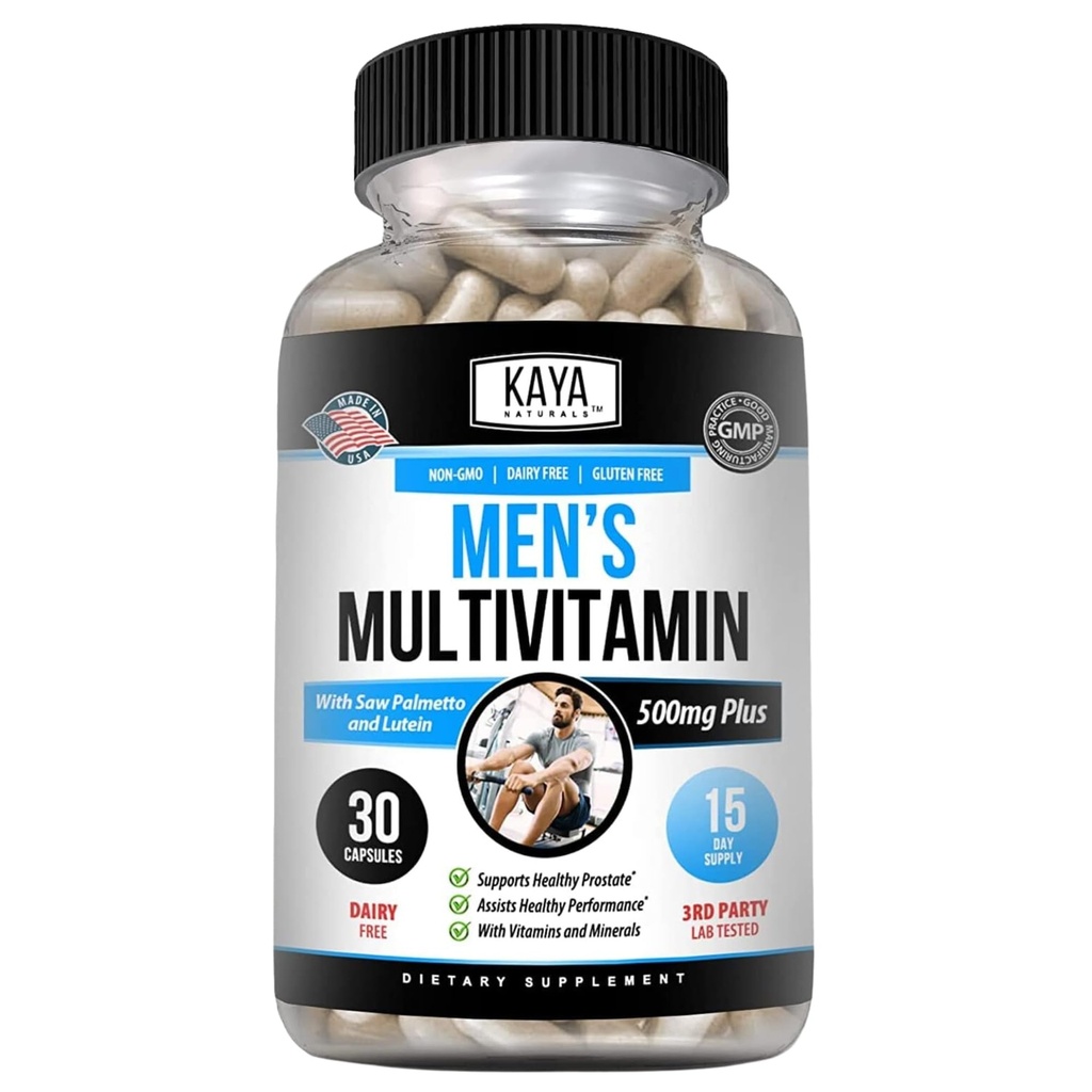 Multivitamine de Kaya Naturals pour hommes - Multivitamine de la prostate pour hommes - Supplément quotidien multiminéral - Pills pour hommes - Soutient une prostate saine - Vitamines para Humbres - 30 Capsules de Veggie