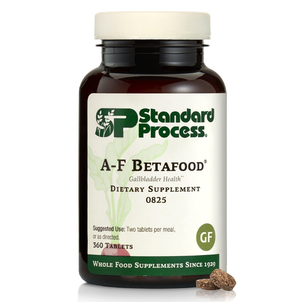 Processus standard Betafood A-F - Soutien du foie sans gluten, du métabolisme du cholestérol et du supplément de soutien de la véhicule bâclée avec vitamine A, iode, vitamine B6-360 Comprimés
