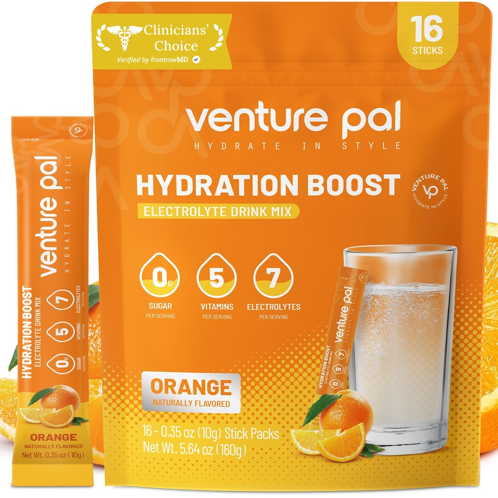 Venture Pal Powder Packets sans électrolyte de sucre - Liquid Daily IV Drink Mix pour l'hydratation rapide et la récupération des parties