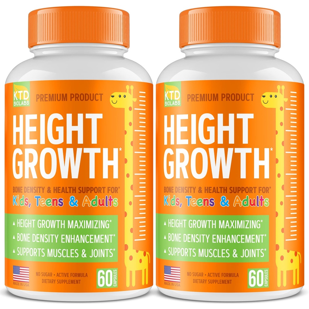 Pack of 2 Height Growth Maximizer - Made in USA - Natürliche Höhe Steigerung Booster & Teen Vitamine - Pillen zu wachsen Taller bei jedem Alter - Knochenwachstumsergänzung für Erwachsene & Kinder