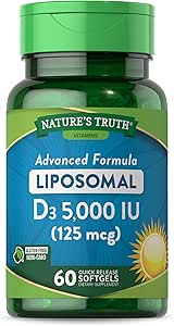 La Verità della Natura Vitamina Liposomica D3 | 5000 IU | 60 Softgels | Supplemento gratuito non OGM & Gluten