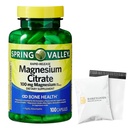 Spring Valley Magnesium Citrate | Citrato de Magnesio 100mg Capsules | Best Magnesium Supplement for Women | Magnesium Pill | 100 mg, 100 Capsules - Set by Basket Goods