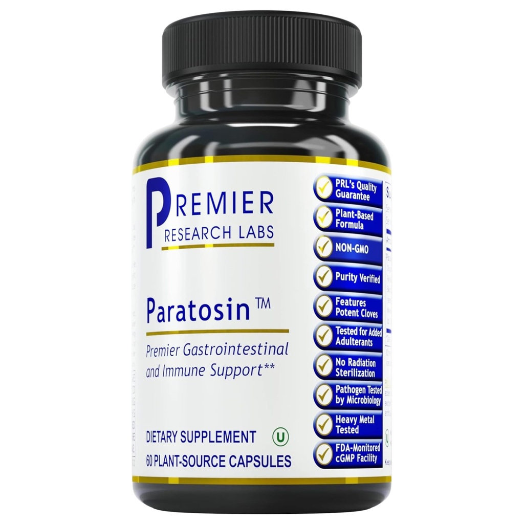 Premier Research Labs Paratosin - Gut Health Supplement, Reishi Mushroom Capsules, Hyssop Capsules, Wild Garlic Supplements, GI Support for Men & Women - 60 Vegetarian Capsules