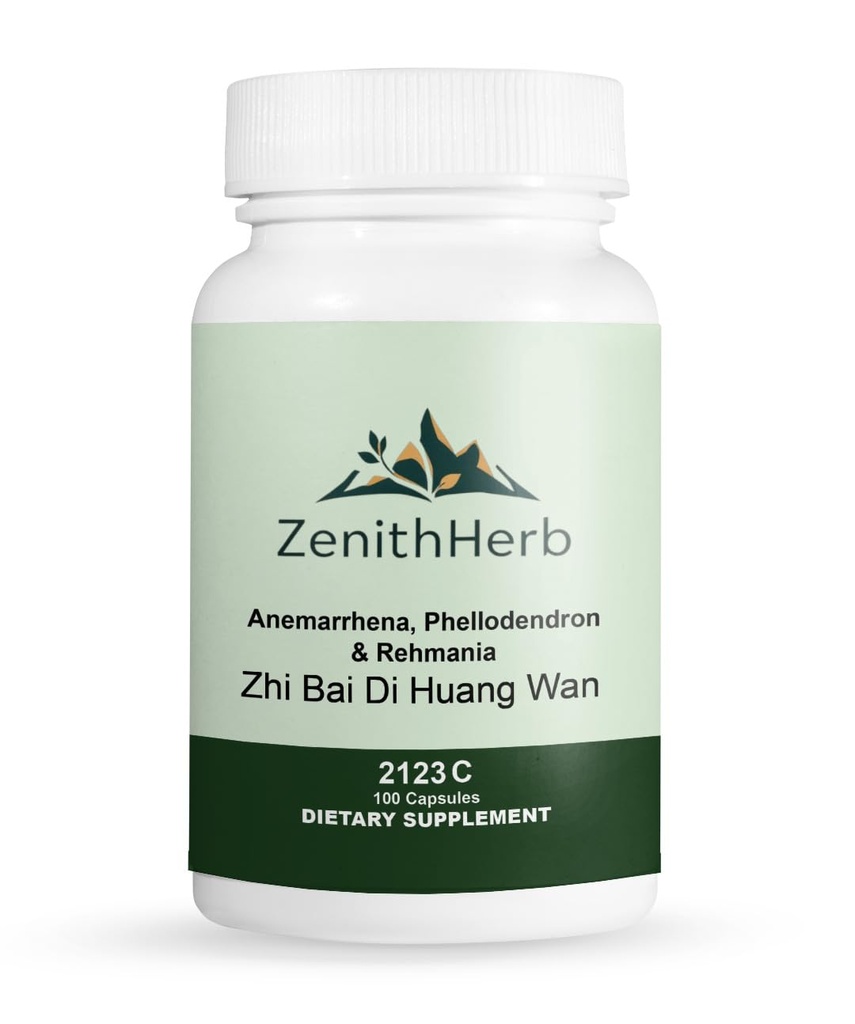 ZenithHerb-Zhi Bai Di Huang Wan/Anemarrhena Phellodendron & Rehmania, Herbal Supplement, 100 Capsules/Bottle, 2 Bottles