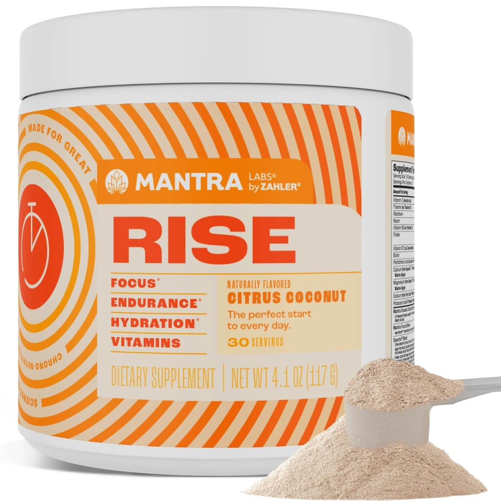 Zahler Mantra Rise, The Energy and Focus Supplement, Citrus Coconut Flavored, 30 Servings.