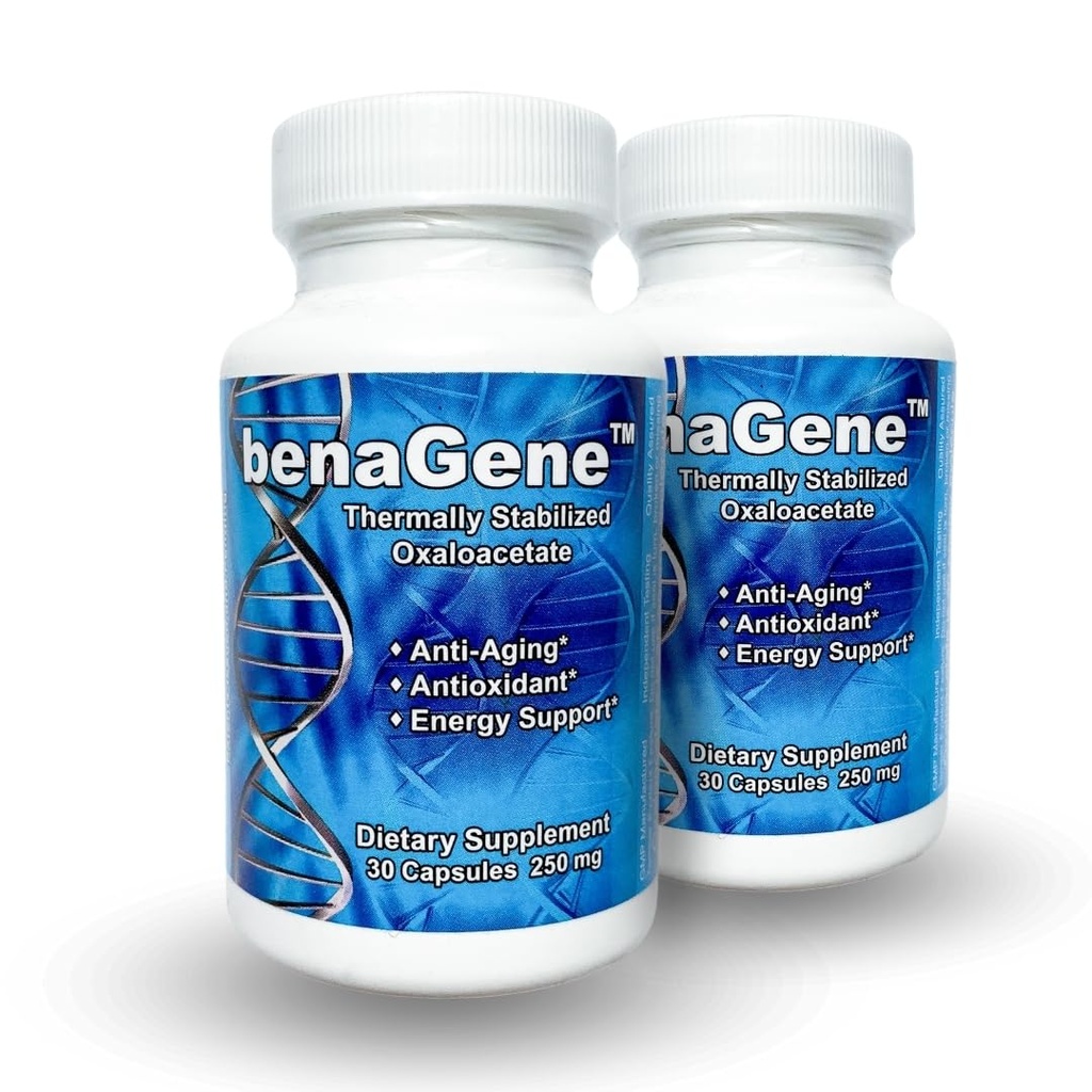 Benagene Oxaloacétate supplément - soutient l'énergie cellulaire, le métabolisme sain et la régulation du corps - thermiquement stabilisé avec la vitamine C - non-OGM et végétalien - une fois par jour (60 portions)