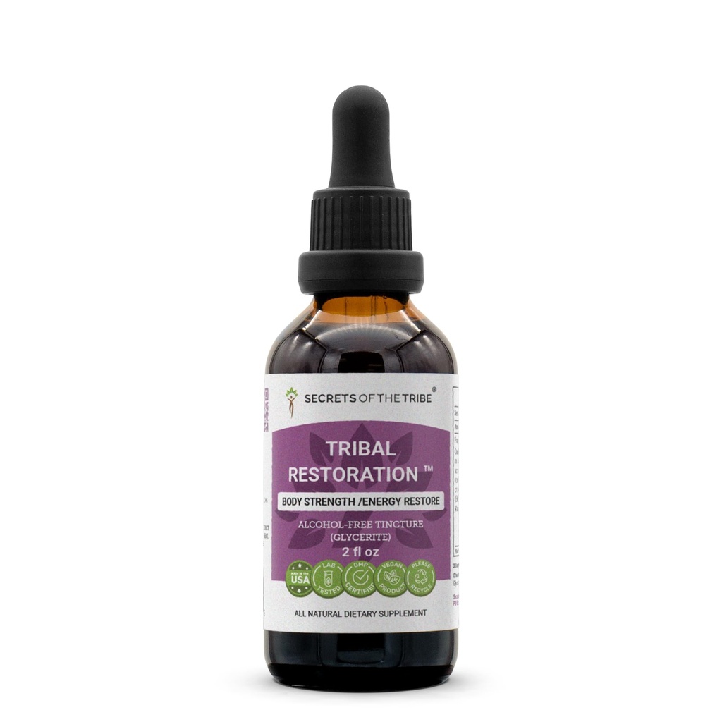 Secrets of the Tribe - Tribal Restoration, Body Strength/Energy Restore, Herbal Supplement Blend Drops Alcohol-Free Liquid Extract (2 fl oz)