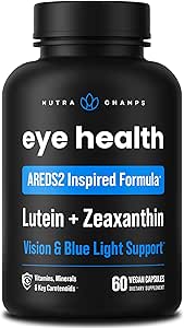 AREDS 2 Augen Vitamine | Lutein & Zeaxanthin Ergänzung | AREDS2 Plus Multivitamin Augengesundheit Ergänzung mit Carotinoiden, Bilberry Extrakt | Vitamine für trockene Augen & Vision Gesundheit | 60 Vegan Kapseln