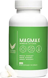 High Level Magmax Magnesium Glycinate Supplement für Erwachsene, unterstützt Knochengesundheit, Schlaf, Herz, Muskel-Funktion & Krämpfe, Glutenfrei, Vegan, 275 mg, 90 Kapseln