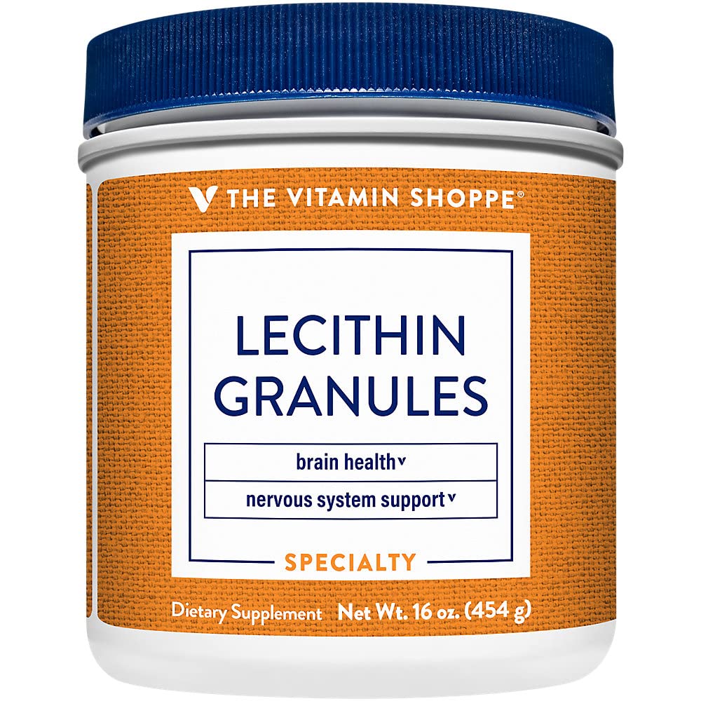 Granules de lécithine - Combinaison naturelle d'acides gras essentiels pour soutenir la fonction cérébrale et nerveuse, 100% de soja, une fois par jour (16 onces en poudre)