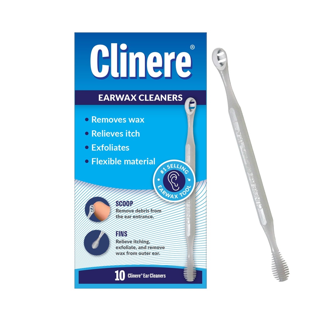 Clinere® Ear Cleaners, Gentle Ear Cleaning and Ear Wax Removal Tool, Itch Relief, Exfoliates, 10 Count