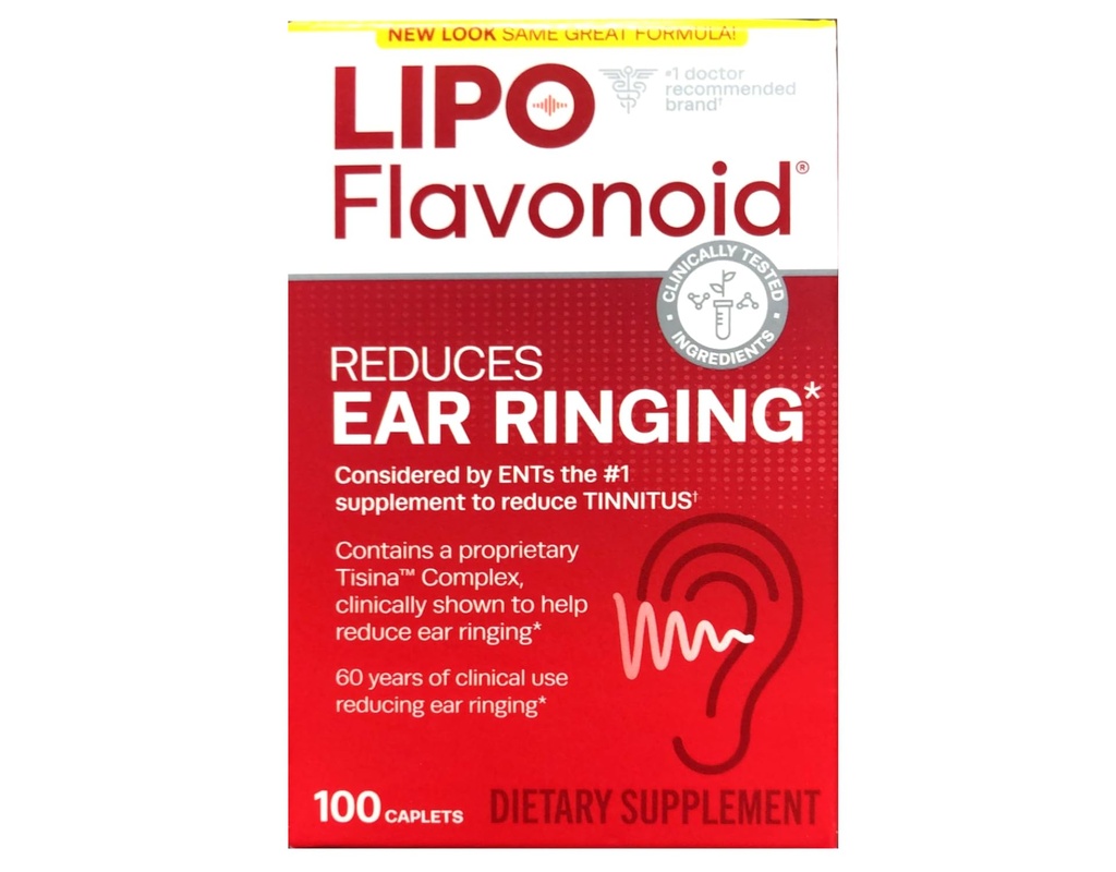 Lipo-Flavonoid Dietary Supplement Caplets for Ear Ringing - 100 Count