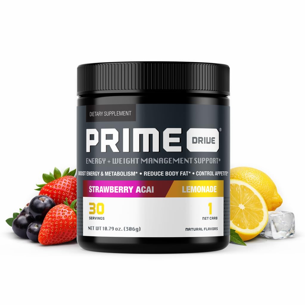 Prime Drive Strawberry Acai Lemonade Pre Workout Energy Drink Powder, Provides Energy, Focus and Intensity, Boosts Metabolism (30 Servings)…