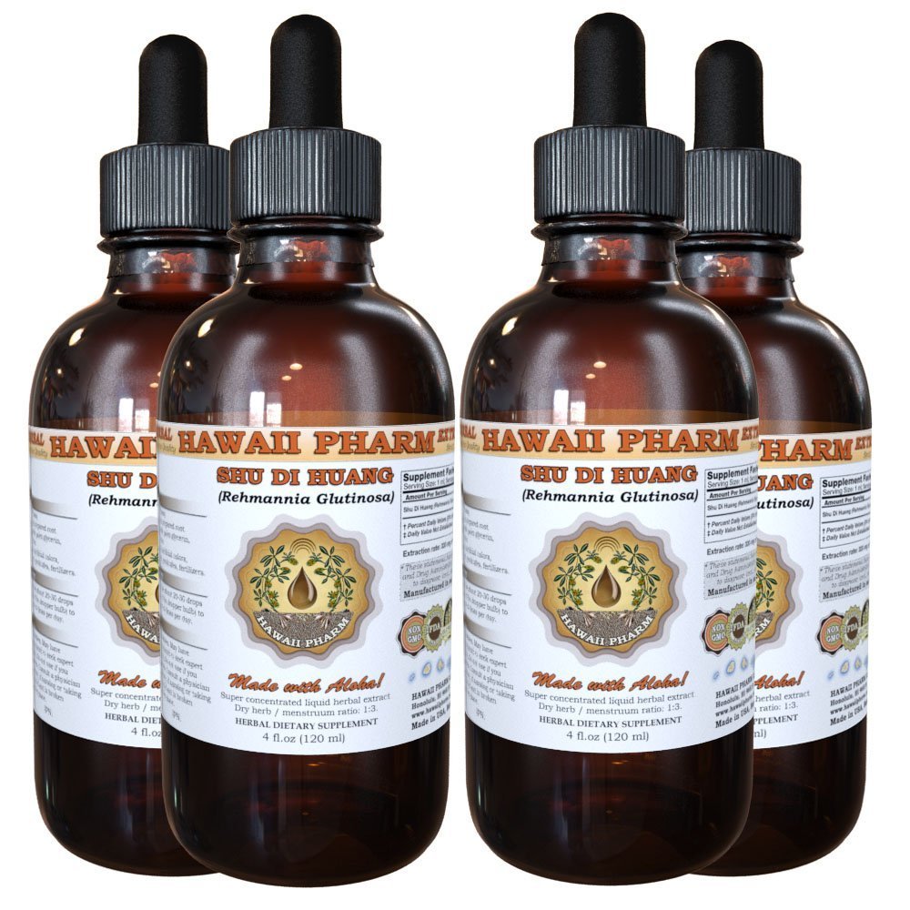 Shu Di Huang Tincture, Shu Di Huang, Rehmannia (Rehmannia Glutinosa) Prepared Root Liquid Extract, Herbal Supplement 4x4 fl.oz