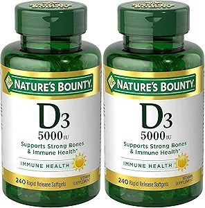 Vitamina D3, Supporto immunitario, 125 mcg (5000iu), Softgel a rilascio rapido, 240 Ct - Confezione da 2