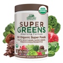 Country Farms Bio Super Greens Chocolate Flavor, 50 Bio Super Foods, USDA Bio Drink Mix, emballé avec fibre, Fruits, Légumes, Champignons et Probiotiques, Supports Énergie, 7g Fibre