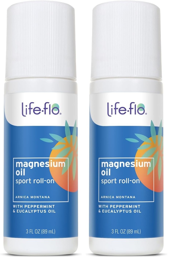 Life-Flo Magnesium Oil Sport Roll-On - Magnesium Roll On for Adults and Kids, Soothing Roller Stick for Sore Muscles After Sports, Use on Feet, Legs, Back, and Body - 3 fl oz Roller (Pack of 2)