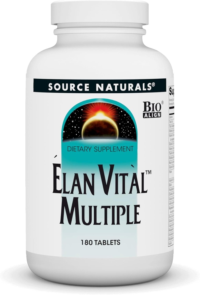 Fonte Naturals Elan Vital Multiple - Supporta cervello, cuore, fegato, immunitario, energia Boost - 180 compresse