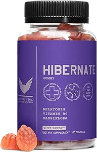 Gummies de sommeil hibernées de haut niveau adulte, Gummy de fruits de la passion avec la mélatonine, vitamine B6 et Passiflora, force supplémentaire, non-habitant formant, végétalien, sans gluten, 60 comte, supplément de soutien du sommeil