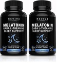 Melatonin, GABA, L-Theanine - for Occasional Sleeplessness Only - 60 Veggies Capsules - Includes Magnesium, 5-HTP, Phellodendron Root Powder & Mucuna Pruriens (Pack of 2)