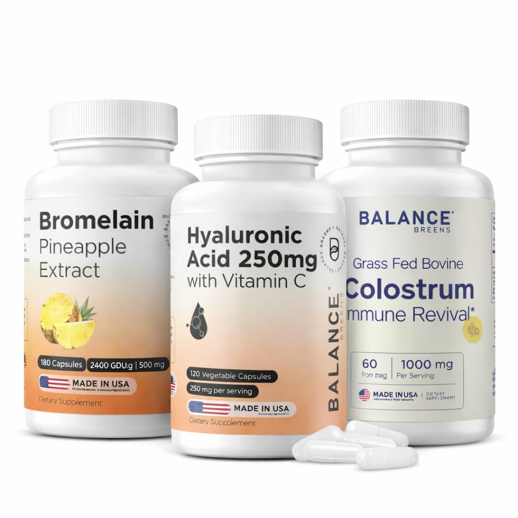 Bromelain + Hyaluronic Acid + Colostrum Complete Digestive, Mobility & Gut Wellness Bundle