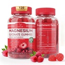Magnesium Glycinate Gummies 610mg, Magnesium Glycinate, Citrate, Malate Gummies for Adults & Kids, Sleep, Relaxation, Muscle & Bone Support, 120 Chews, Raspberry Flavor