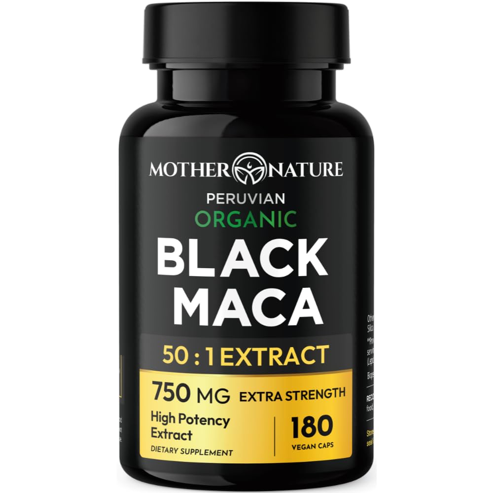 Black Maca Root 50:1 Estratto 37.500mg – 180 Capsule Organic Peruvian Maca Peruana Supplemento per gli uomini | Energia ad alta potenza, Mood & Performance Support | Vegan, Non-GMO