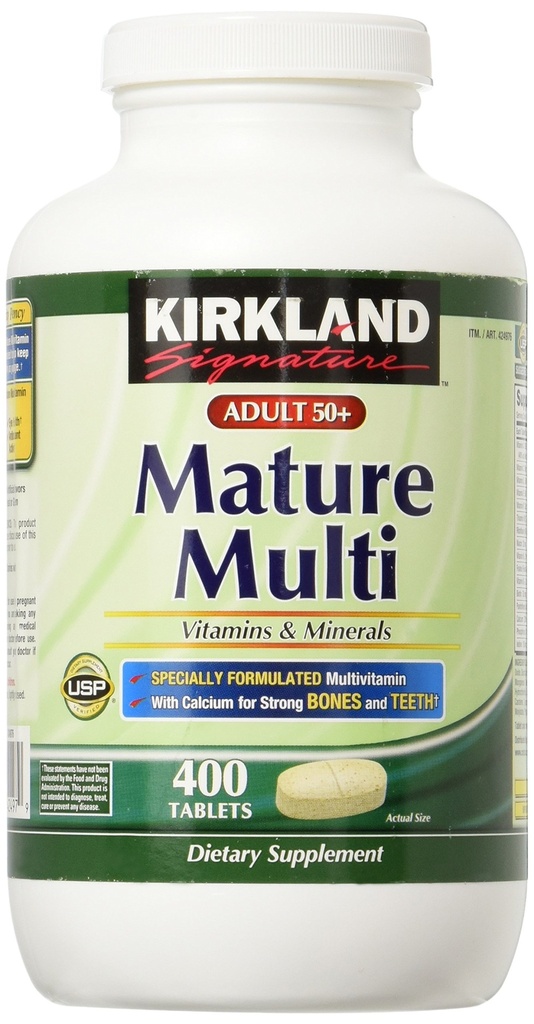 Kirkland Signature Adult 50+ Multi Vitamins & Minerals, 400 Tablets (5 Pack)