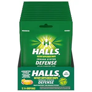 HALLS Verteidigung sortierte Citrus Vitamin C Tropfen, 12 Packungen von 14 Tropfen (168 Gesamttropfen)