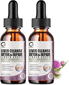 Il fegato di cardo del latte pulisce Detox & riparazione supplemento di sostegno del fegato Gocce liquide con l'estratto di danesio, carciofo