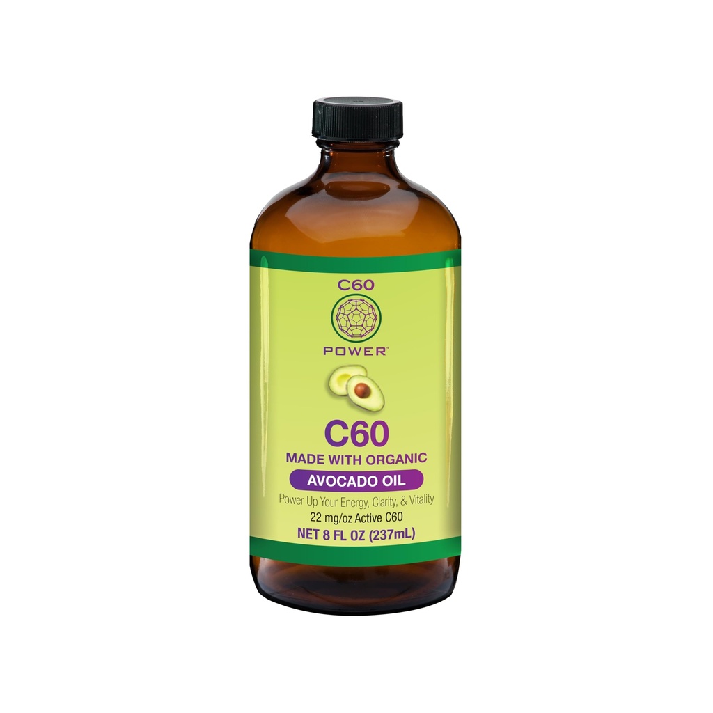 C60 Power - AVO 8-oz.- Organisches Avocadoöl, 8 Fl Oz, 99,99% reine Carbon Fullerenes, Lift Oxidative Burden, Optimize Mitochondrial Function