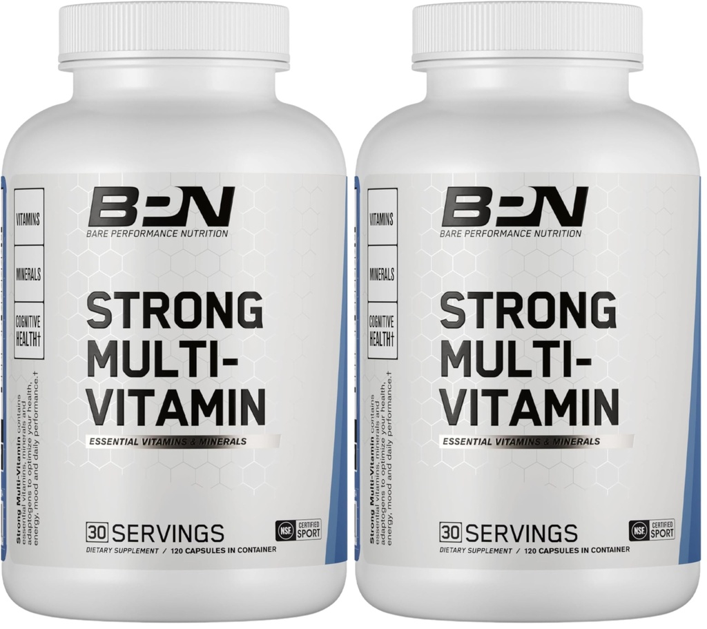 BARE PERFORMANCE NUTRITION, BPN Strong Multi-Vitamin, Foundational Health, Improved Mood and Sleep, Adaptogens, Improved Cognitive Health (Pack of 2)