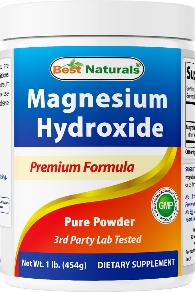 Best Naturals Magnesium Hydroxide Powder - 380mg elementares Magnesium pro Servierung - 454 Servierungen für Cotainer - 1 Pfund