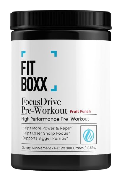 FocusDrive Pre-Workout | 150mg Caffeine | Energy, Pump & Focus | Sugar-Free | Fruit Punch | 30 Servings