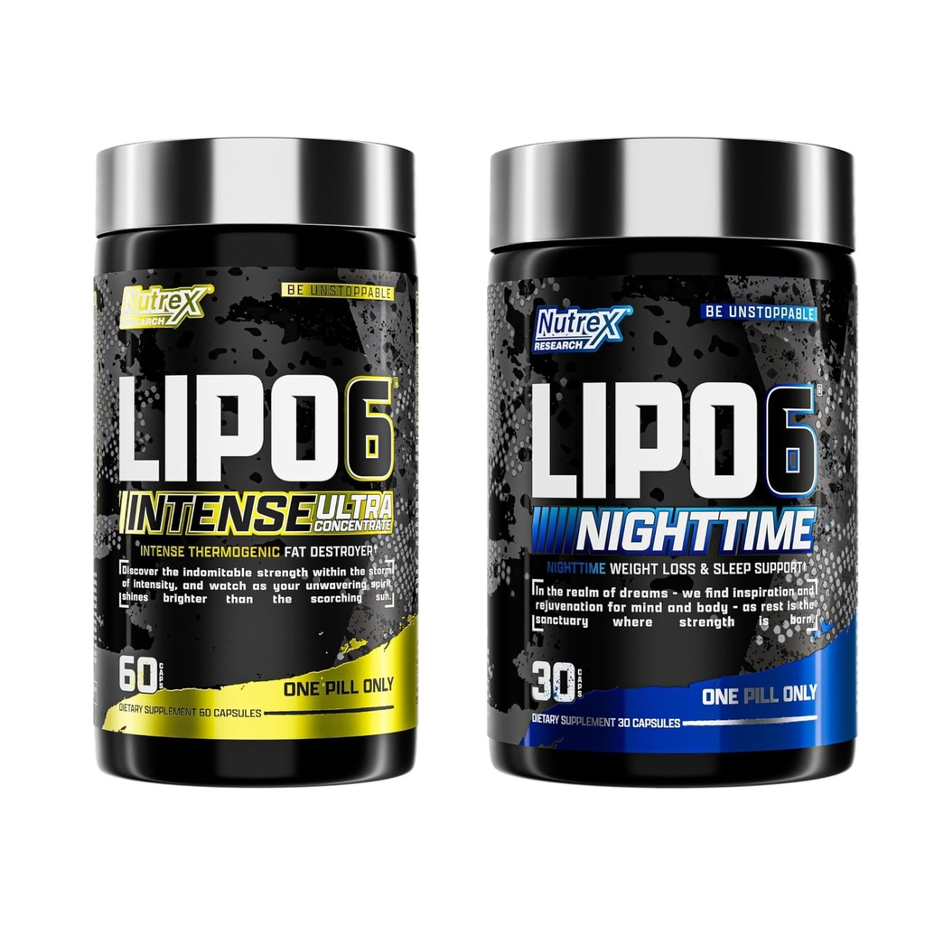 Nutrex Research Lipo 6 Intenso e Nighttime AM/PM Bundle